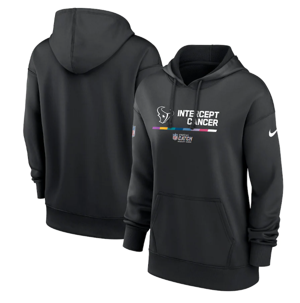 Women's Houston Texans 2022 Black NFL Crucial Catch Therma Performance Pullover Hoodie(Run Small)